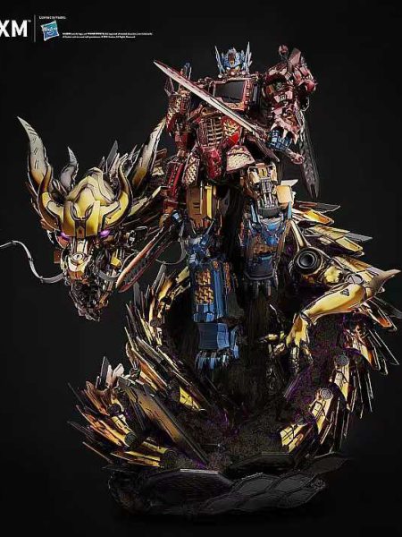 XM Studio 1/10 Gold Version Transformers Optimus Prime & Qinglong Reisn Statue