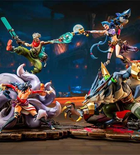 2XKO Studio 1/10 League of Legends Jinx & Warwick VS Ahri & Ekko Resin Statue